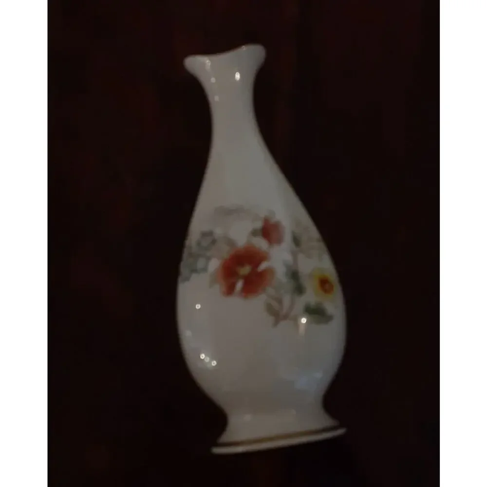 Vintage Lenox Hand Decorated w/ 18K Gold Floral Bud Vase Japandi